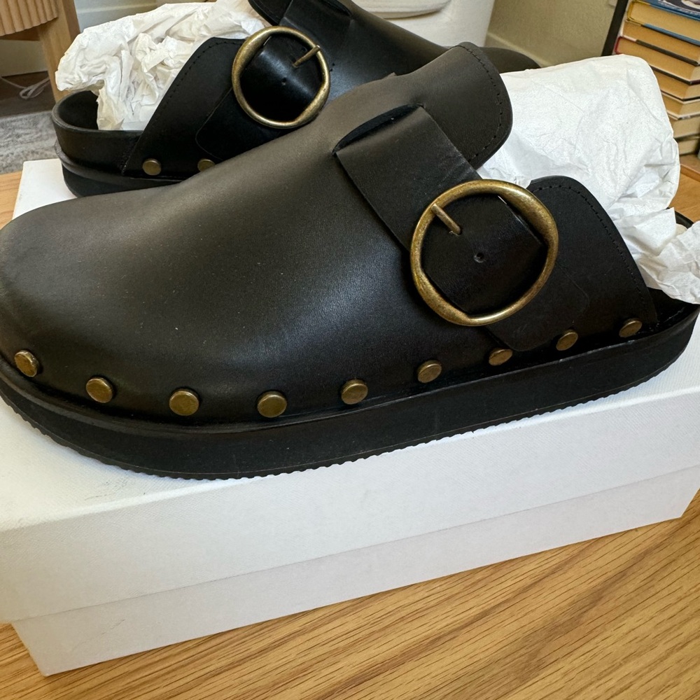 Isabel Marant Black Clogs with Brass Details